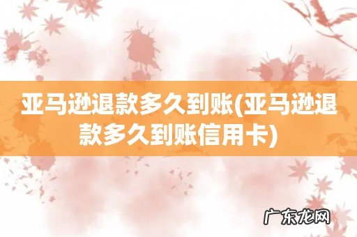 亚马逊退款多久到账信用卡 亚马逊退款多久到账