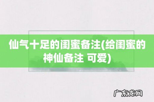 给闺蜜的神仙备注 可爱 仙气十足的闺蜜备注