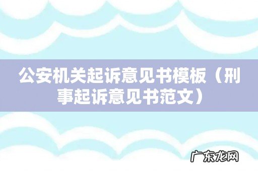 刑事起诉意见书范文 公安机关起诉意见书模板
