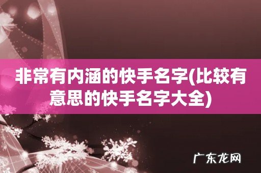 比较有意思的快手名字大全 非常有内涵的快手名字