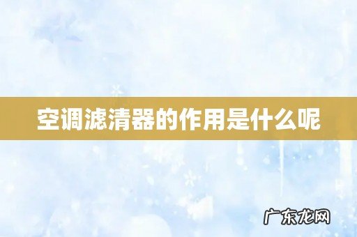 空调滤清器的作用是什么呢