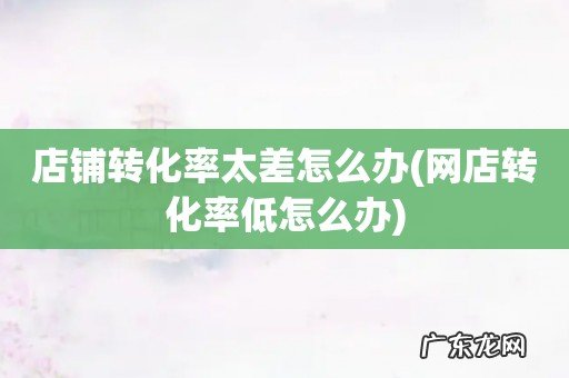 网店转化率低怎么办 店铺转化率太差怎么办