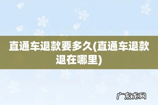 直通车退款退在哪里 直通车退款要多久