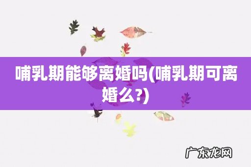 哺乳期可离婚么? 哺乳期能够离婚吗