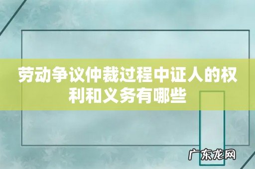 劳动争议仲裁过程中证人的权利和义务有哪些