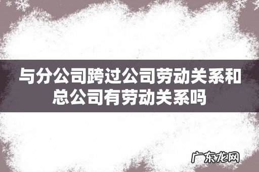 与分公司跨过公司劳动关系和总公司有劳动关系吗
