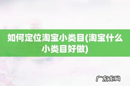 淘宝什么小类目好做 如何定位淘宝小类目