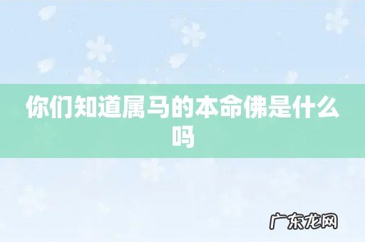 你们知道属马的本命佛是什么吗