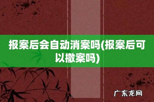 报案后可以撤案吗 报案后会自动消案吗