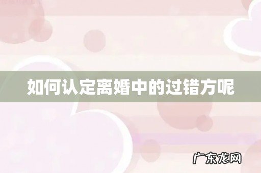 如何认定离婚中的过错方呢