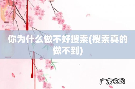 搜索真的做不到 你为什么做不好搜索