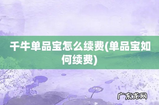 单品宝如何续费 千牛单品宝怎么续费
