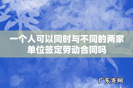一个人可以同时与不同的两家单位签定劳动合同吗