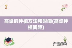 高粱种植间距 高粱的种植方法和时间