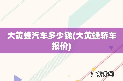 大黄蜂轿车报价 大黄蜂汽车多少钱