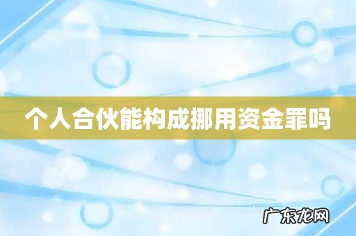 个人合伙能构成挪用资金罪吗