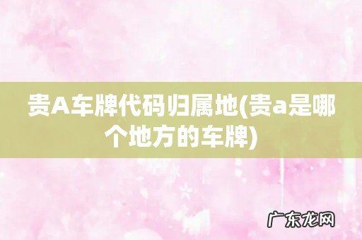 贵a是哪个地方的车牌 贵A车牌代码归属地