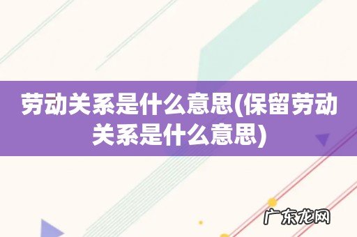 保留劳动关系是什么意思 劳动关系是什么意思