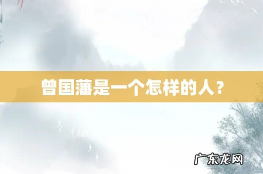 曾国藩是一个怎样的人?