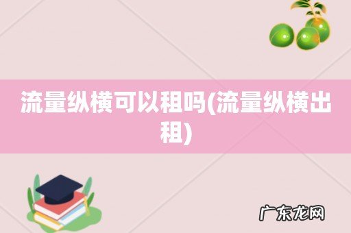 流量纵横出租 流量纵横可以租吗