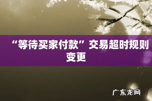 “等待买家付款”交易超时规则变更