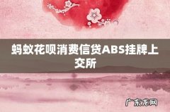 蚂蚁花呗消费信贷ABS挂牌上交所