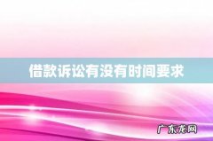 借款诉讼有没有时间要求