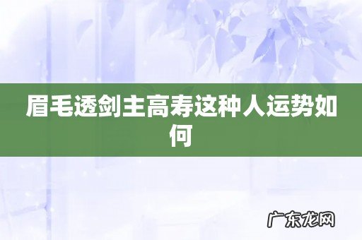 眉毛透剑主高寿这种人运势如何