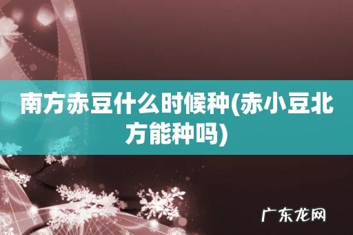 赤小豆北方能种吗 南方赤豆什么时候种