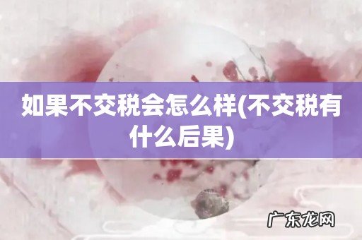 不交税有什么后果 如果不交税会怎么样