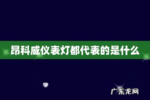 昂科威仪表灯都代表的是什么