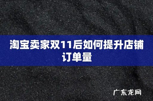 淘宝卖家双11后如何提升店铺订单量