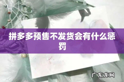 拼多多预售不发货会有什么惩罚