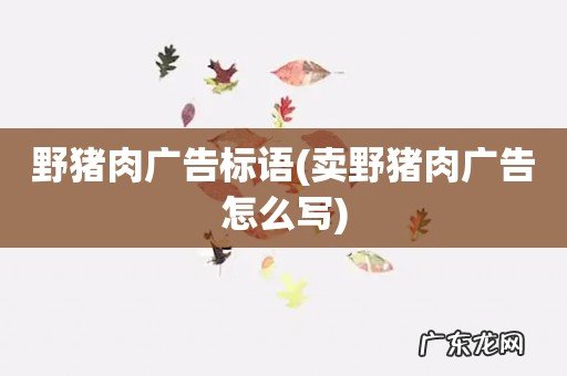 卖野猪肉广告怎么写 野猪肉广告标语