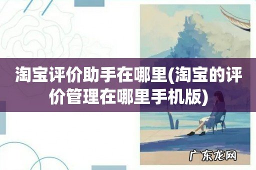 淘宝的评价管理在哪里手机版 淘宝评价助手在哪里