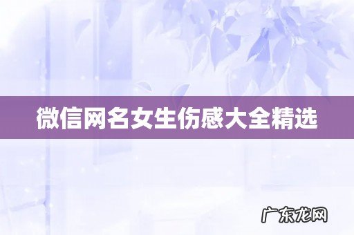 微信网名女生伤感大全精选