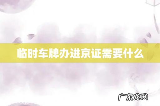 临时车牌办进京证需要什么