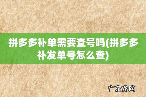 拼多多补发单号怎么查 拼多多补单需要查号吗