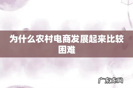 为什么农村电商发展起来比较困难