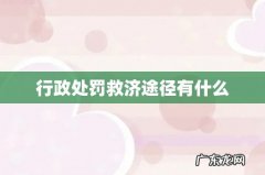 行政处罚救济途径有什么