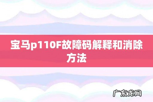 宝马p110F故障码解释和消除方法