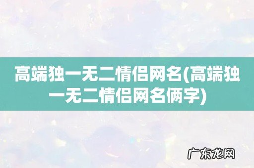 高端独一无二情侣网名俩字 高端独一无二情侣网名