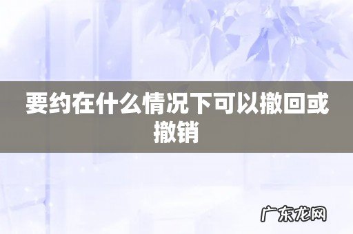 要约在什么情况下可以撤回或撤销