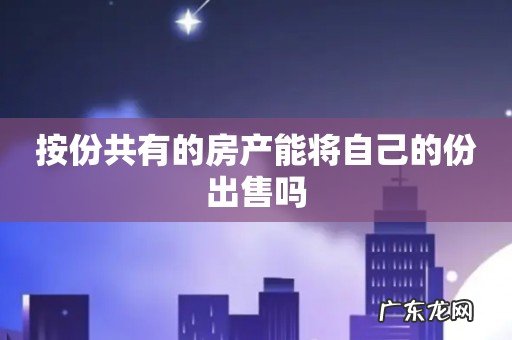 按份共有的房产能将自己的份出售吗