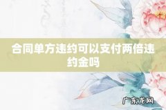 合同单方违约可以支付两倍违约金吗