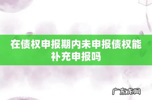 在债权申报期内未申报债权能补充申报吗