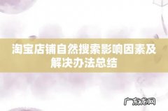淘宝店铺自然搜索影响因素及解决办法总结