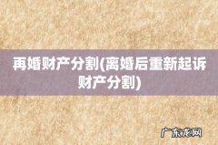 离婚后重新起诉财产分割 再婚财产分割