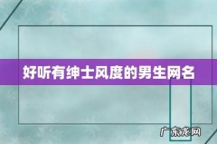好听有绅士风度的男生网名