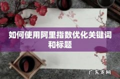 如何使用阿里指数优化关键词和标题